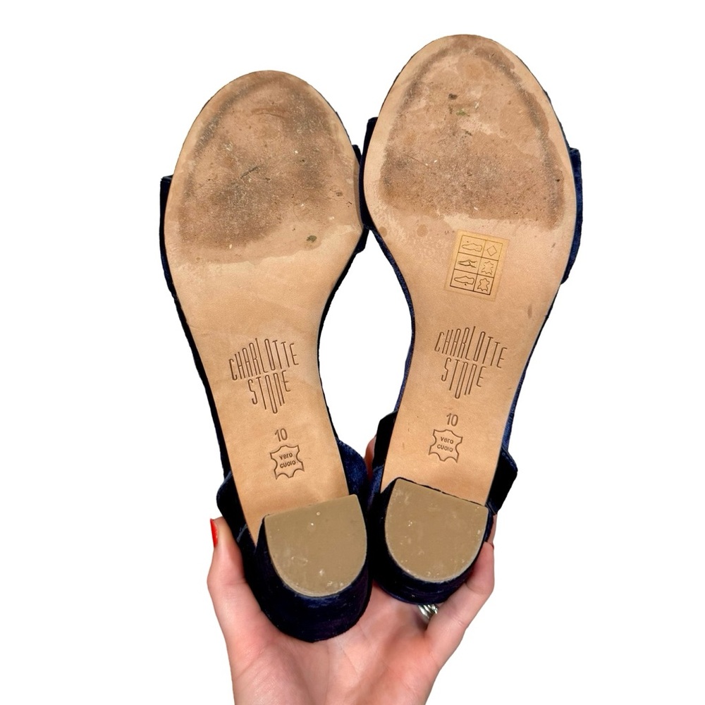 Charlotte Stone Samia Velvet Ankle Strap Heels in Royal Blue Anthropologie - Picture 9 of 9